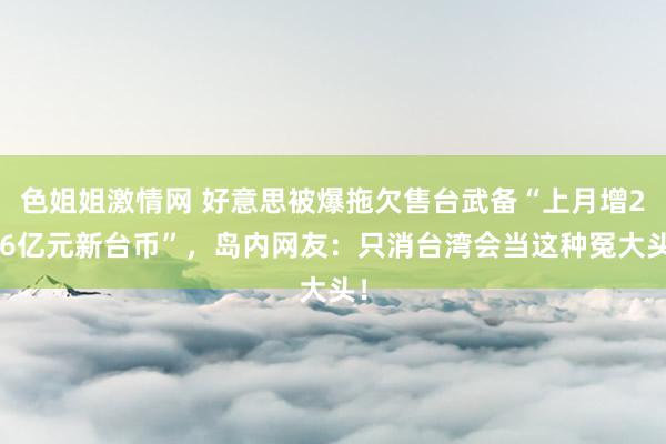 色姐姐激情网 好意思被爆拖欠售台武备“上月增276亿元新台币”,岛内网友:只消台湾会当这种冤大头!