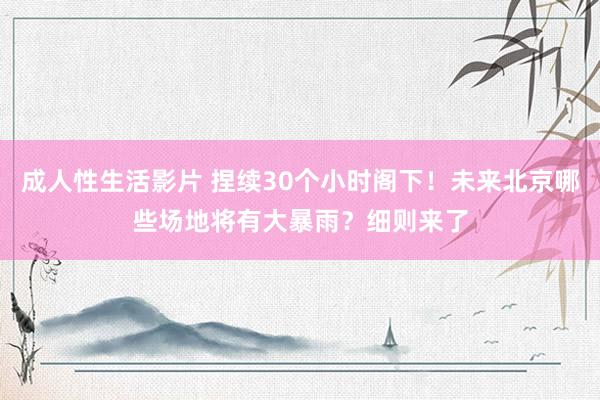 成人性生活影片 捏续30个小时阁下!未来北京哪些场地将有大暴雨?细则来了