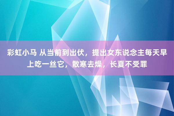 彩虹小马 从当前到出伏,提出女东说念主每天早上吃一丝它,散寒去燥,长夏不受罪