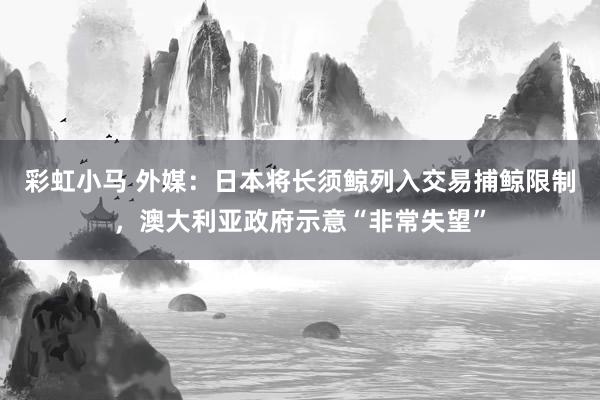 彩虹小马 外媒:日本将长须鲸列入交易捕鲸限制,澳大利亚政府示意“非常失望”