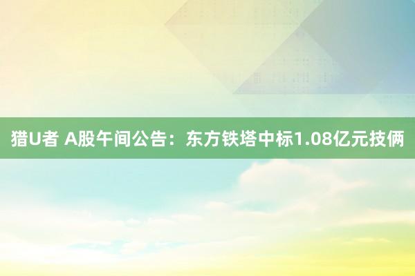 猎U者 A股午间公告:东方铁塔中标1.08亿元技俩