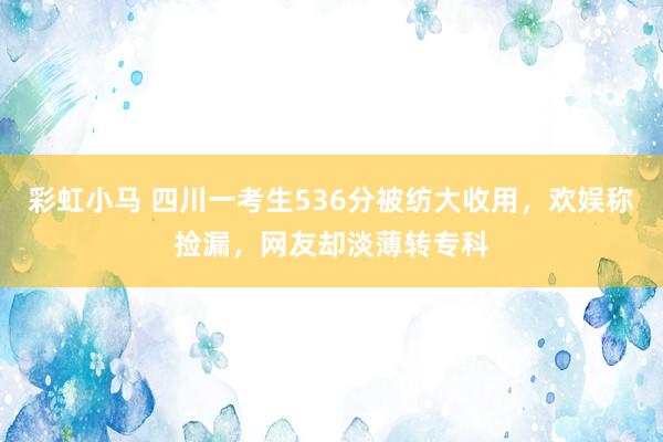 彩虹小马 四川一考生536分被纺大收用,欢娱称捡漏,网友却淡薄转专科