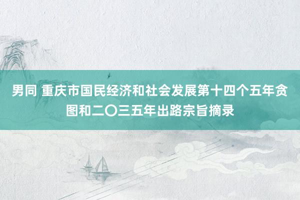 男同 重庆市国民经济和社会发展第十四个五年贪图和二〇三五年出路宗旨摘录
